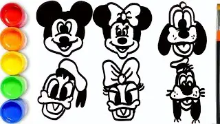 Mickey Mouse and His Friends Drawing and Coloring For Kids - Mickey Mouse Face Step By Step Drawing
