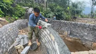 Building a Backyard Fish Pond Wall by Hand | Rustic DIY Project in Nature