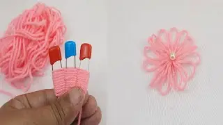 Amazing flower trick hand embroidery with safety pin#Shorts