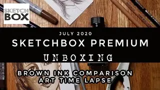JULY 2020 SKETCHBOX UNBOX/ ART PLUS BROWN INK/FINE LINER COMPARISON. Daniel Smith Rohrer/Kilngner
