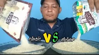 MAKAN BERAS BASMATI CLASIC VS BASMATI DUBAR INDIA #asmr#raw#rice #eating#makan