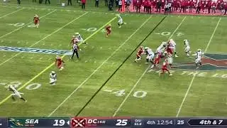 XFL week 1. DC Defenders pick 6 against Seattle Dragons.