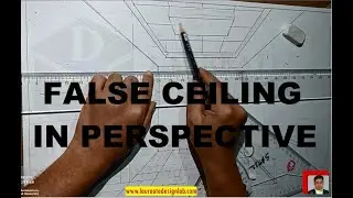 Perspective sketching of false ceiling step by step