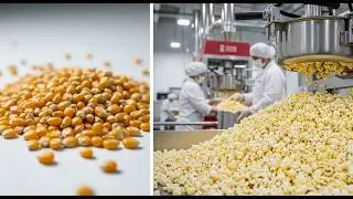 Complete Modern Factory Process: From Corn Kernels to Popped and Packed Popcorn