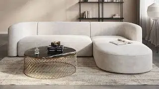 Mellow Velvet Curved 2-Piece Chaise Sectional, 3-Seater Couch Sofa and Lounge Chair by Acanva