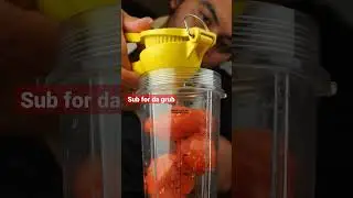 let's make some watermelon limeade.Recipe,1.5C watermelon, 1 limes juice, 3 mint leaves, 2T honey.