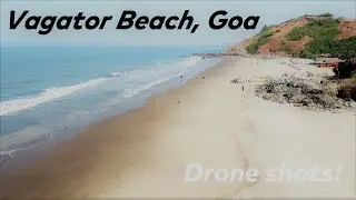 Drone view of serene Vagator beach, Goa