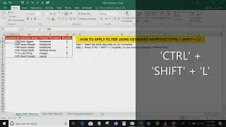 Excel: Filter Usage Shortcuts