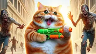 Fat Cat tries to fight Zombie