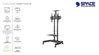 Economy Tilt Height-Adjustable Steel Mobile AV Trolley - TVARM-TVST01B features animation