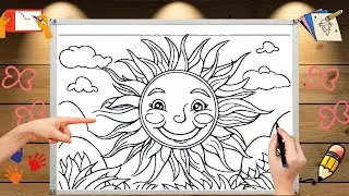 Smiling Sun | Ep - 401 By Kidi Crafts | Colouring & Sketching | Beautiful Drawing | Edit&401