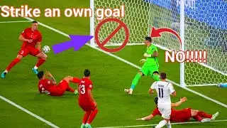 Merih Demiral (No 3) scores the opening goal of Euro 2020 in unfortunate circumstances