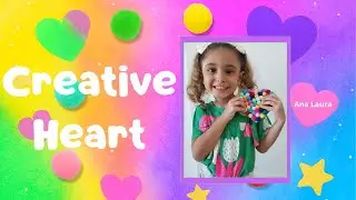 CREATIVE HEART WITH ANA LAURA 💖 | ART WITH CONSTRUCTION PAPER AND POMPOM!