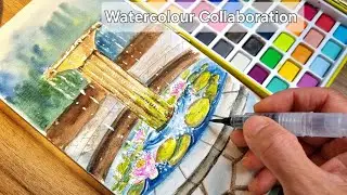 Watercolour Collaboration/ watercolour garden landscape #grabiewatercolor