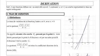 1ère STMG. DERIVATION. COURS. Partie1