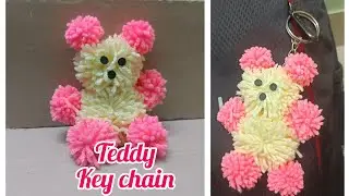 DIY Woolen thread teddy 🧸 key chain | DIY teddy bear keychain || Woolen pompom craft