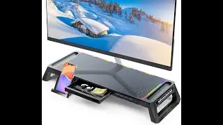 MOOJAY Supporto Monitor Scrivania RGB 4 Hub USB 3.0 Pieghevole Portaoggetti Portapenne PC Laptop
