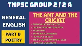 TNPSC | Group 2/2A 2022 | THE ANT AND THE CRICKET |  GENERAL ENGLISH