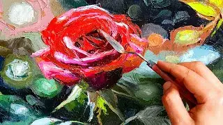 Watch This Rose Oil Painting Come to Life in Minutes!
