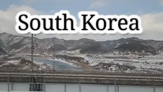 #korealandscape #snow-covered landscape from train in korea's countryside