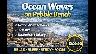 Gentle Ocean Waves on Pebble Beach, 10 Hours (Natural Shoreline Sounds, No Music, No Talking)