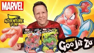 Marvel Heroes of Goo Jit Zu Glow Radioactive Spider-man & Gama Ray Hulk Adventure Fun Toy review!