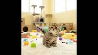 A Curious Little Kitten Exploring a Toy-Filled Home 🐾✨