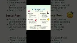 Five types of rest needed for humans. #rest #physical #mentalhealth #social #emotional #socialmedia