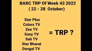 TRP Of Week 43 2022 ( 22 - 28 October)