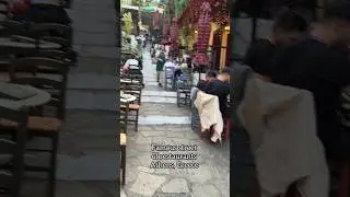 Famous street of restaurants in Athens Greece! In the plaka area, it&rsquo;s so fun!!