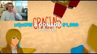 xQc проигрывает пари и жертвует 1000 долларов стримеру