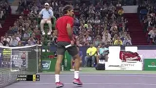DJOKOVIC HITS FEDERER at net [ANGRY]