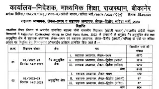 Rajasthan Samvida Shikshak Vacancy 2023 || Rajasthan Samvida Shikshak Bharti Eligibility Selection