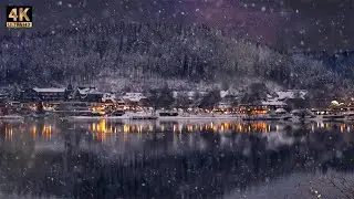 [4K] SNOWY FROZEN LAKE AMBIENCE: 8H Of Calming and Soothing Sounds Of A Snowfall for Deep Sleep