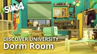 The Sims 4 | Mint & Yellow Discover University Dorm Room | Stop Motion Speed Build | No CC