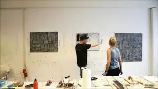 Squeegee technique with black and white, snowfall effect