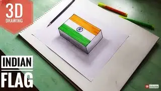 how to draw Indian flag l 3d flag l Indian National flag l 3d flag drawing l Anamorphic illusions