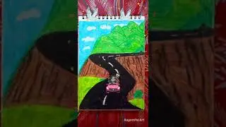 Mountain Road Drawing /Aayeesha Art /#shorts
