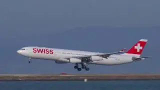 HB JMC   Airbus A340 313    Swiss Air   Landing SFO