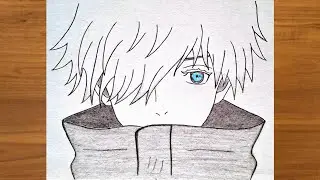 Easy anime drawing tutorial | How to draw Gojo Satoru step by step | Jujutsu Kaisen drawing