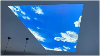 Stretch ceiling art print sky with cloud with backlit #Shorts