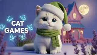 CAT GAMES I Cat Sleep TV 🌙 Gentle Butterflies & Bees | Bird Sounds & Flowing Water for Cats