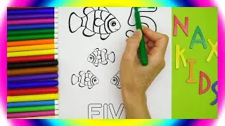 🐟 FISH LEARN COLORS VIDEO Learn Numbers 5 Coloring Fish #5