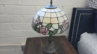 Tiffany Style Antique Stained Glass Table Lamp Pink Rose Lamp Shade Zinc Alloy Base |QUICK OVERVIEW|