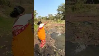 Lady fish catching in the forest pond using right food #fishingvideo #video #shorts #viral #hook