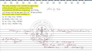 The value of Henry's law constant for argon (Ar), carbon dioxide (CO2), methane (CH4) and