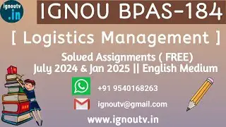IGNOU BPAS-184 Solved Assignment July 2024 & Jan 2025 [FREE] || IGNOU BAG || IGNOU TV || IGNOU ||