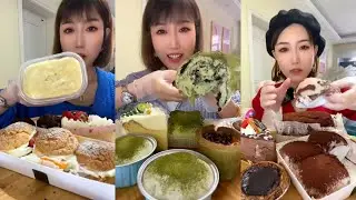 Mukbang Eating,🍫 Chocolate Cake,Mochi, Cream Tart,🍵 Matcha Cake,Strawberry Cake 🍰Mukbang 