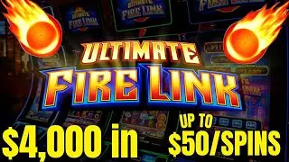 $4K into ULTIMATE FIRE LINK RIVERWALK SLOT MACHINE $50/BETS HIGH LIMIT LIVE SLOT PLAY IN THE CASINO