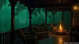 THUNDER and HEAVY Rainfall on a Forest Cabin Balcony - Fall Asleep Fast